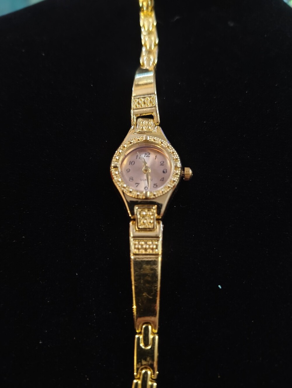 Gold-Tone Women's Bracelet Watch with Pink Dial
